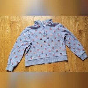 Hannah Anderson Light Purple Quarter-Zip Sweater with Coral Floral Print, Size 8